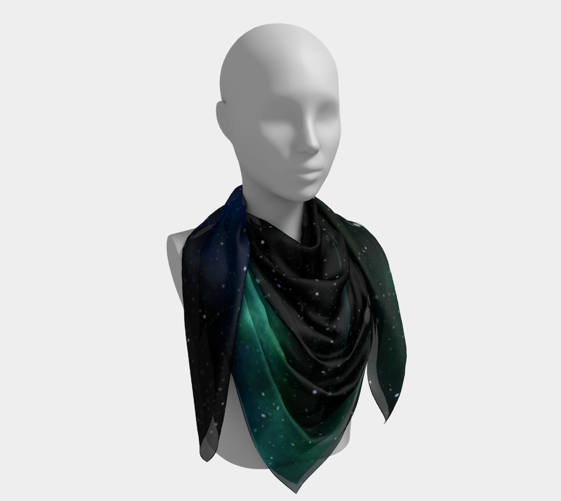 galaxy sky blue green scarf