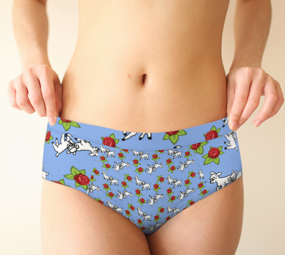 lamb pattern blue cheeky briefs