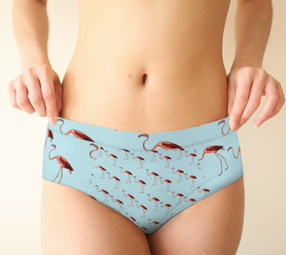 flamingo pattern blue cheeky briefs