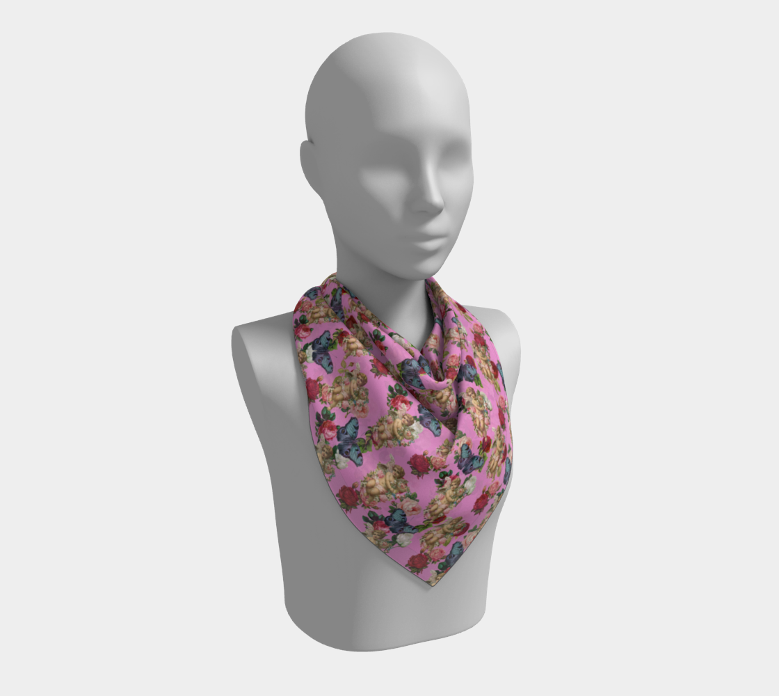 angel cherub butterflies pink scarf