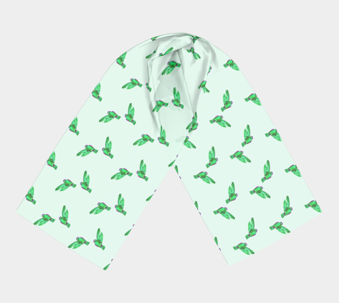 green parrot pattern scarf