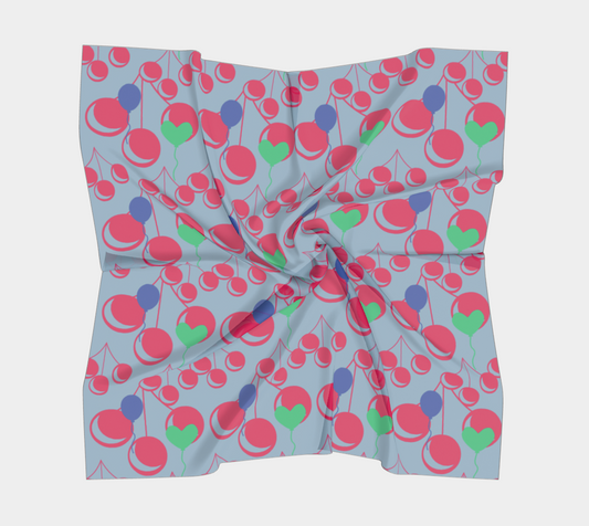 bubblegum cherry blue scarf