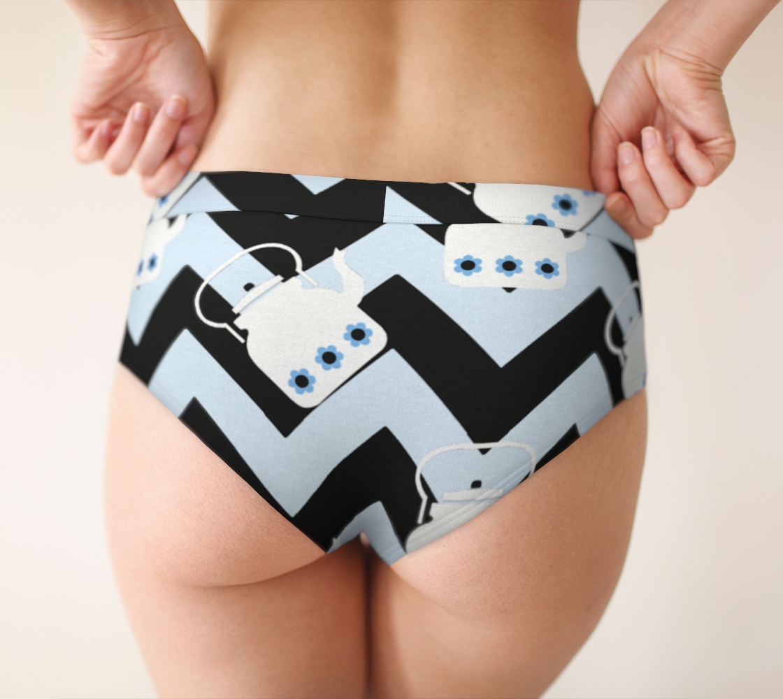 blue teapot chevron cheeky briefs