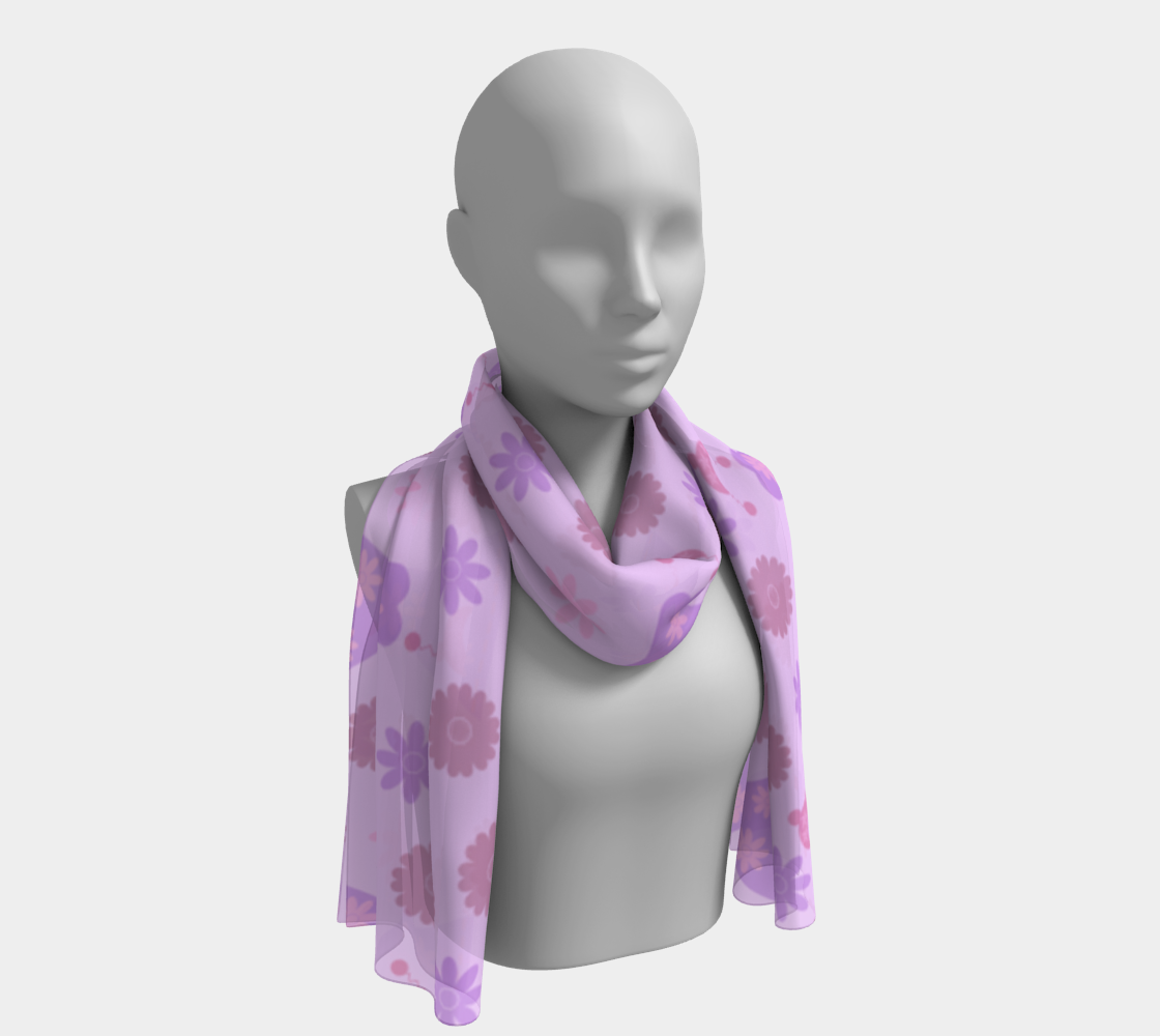 violet pink flower dress scarf