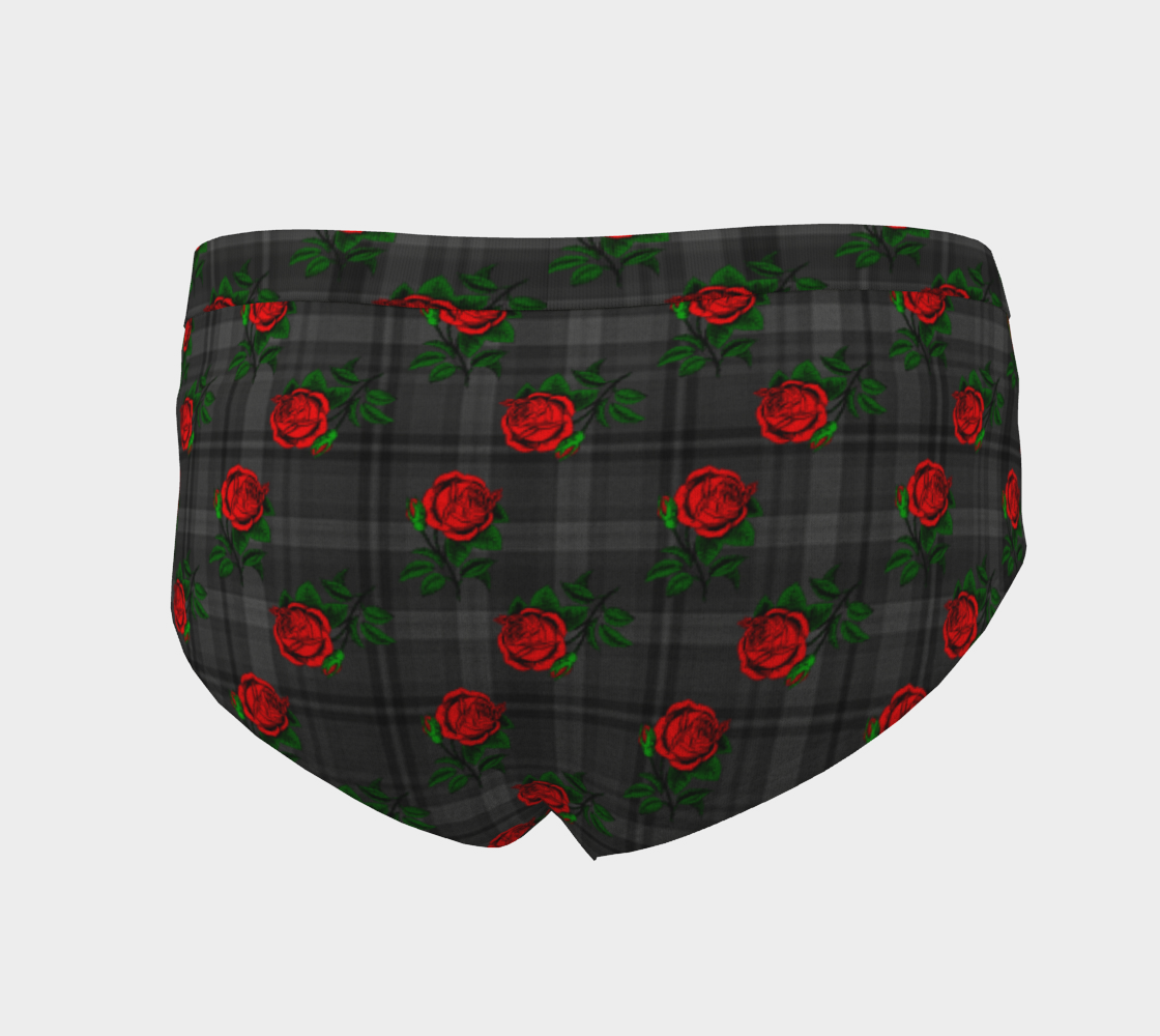 roses black plaid cheeky briefs