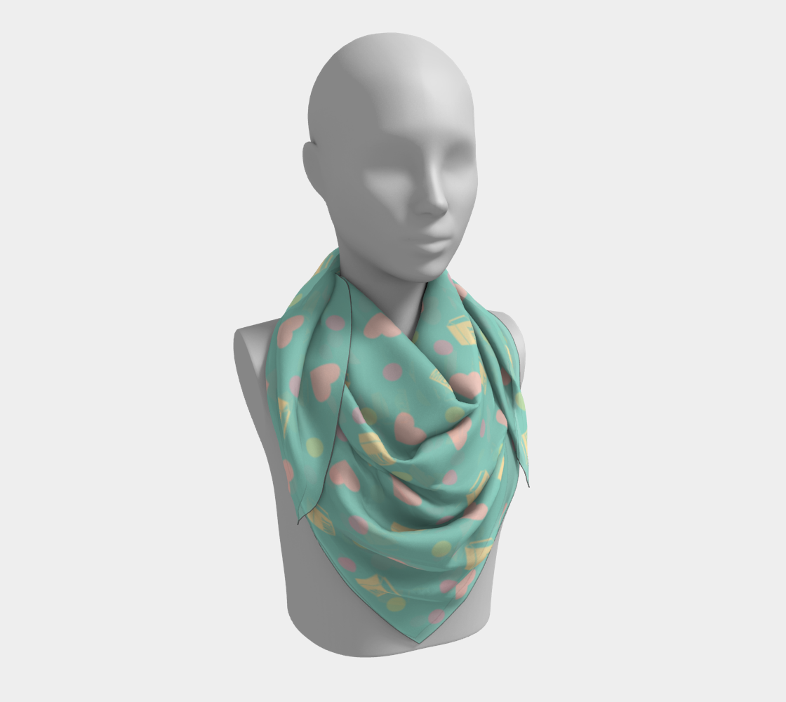 teal milk hearts scarf