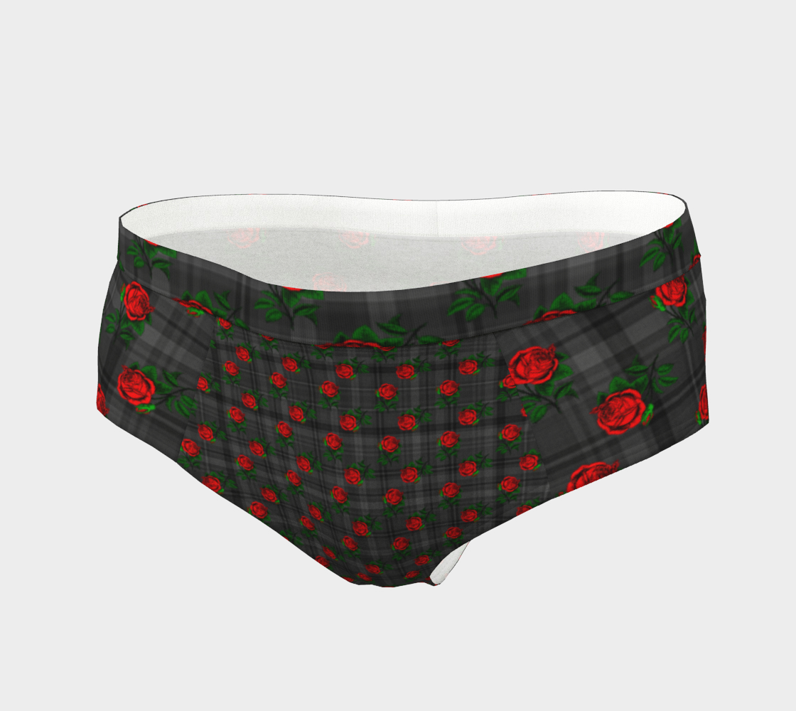 roses black plaid cheeky briefs