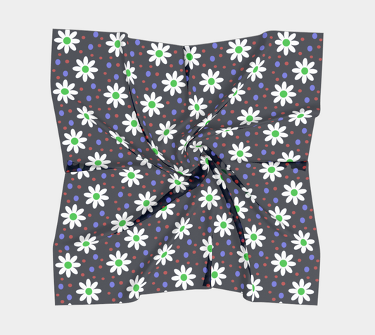 daisy dots navy blue scarf