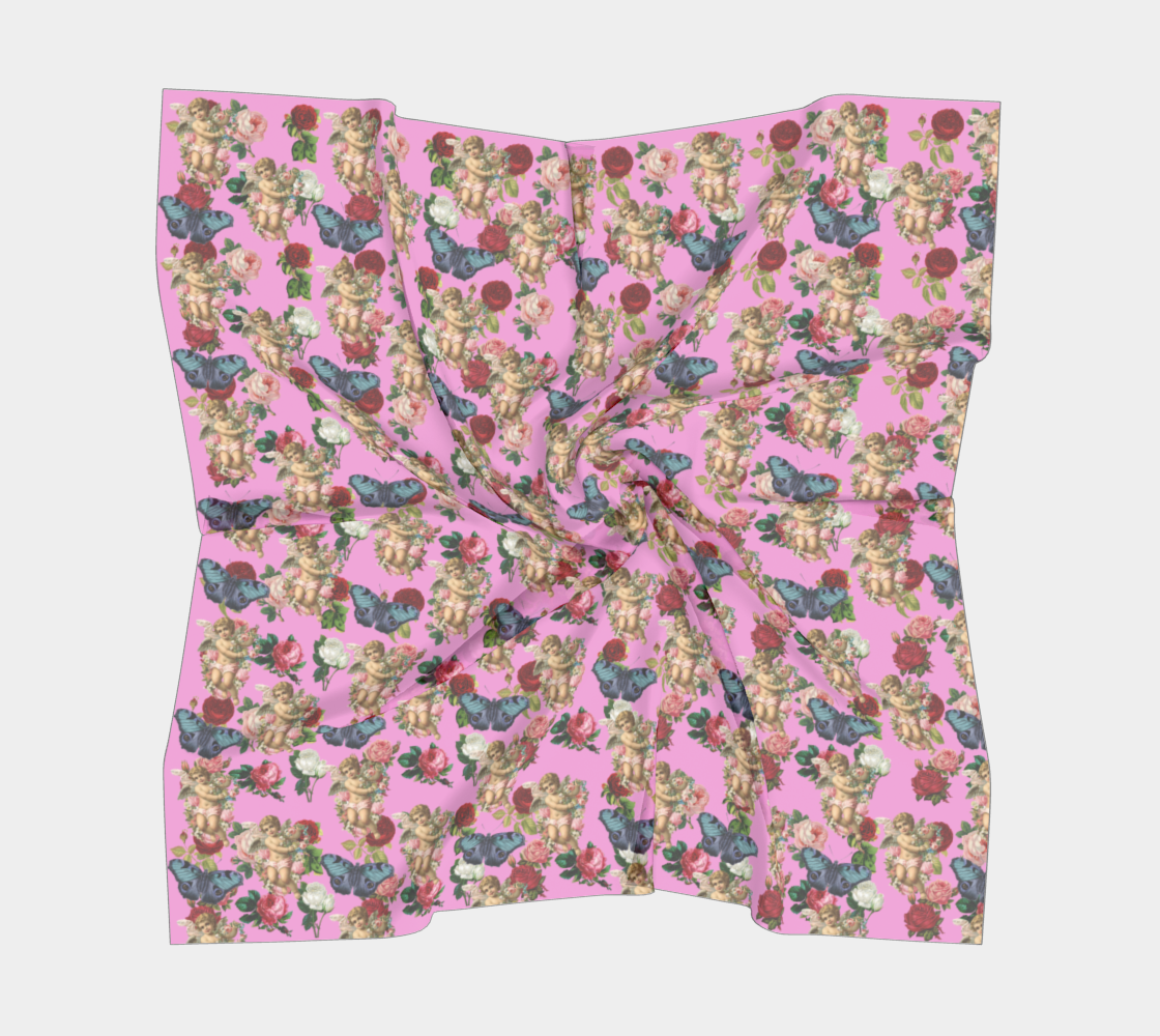 angel cherub butterflies pink scarf