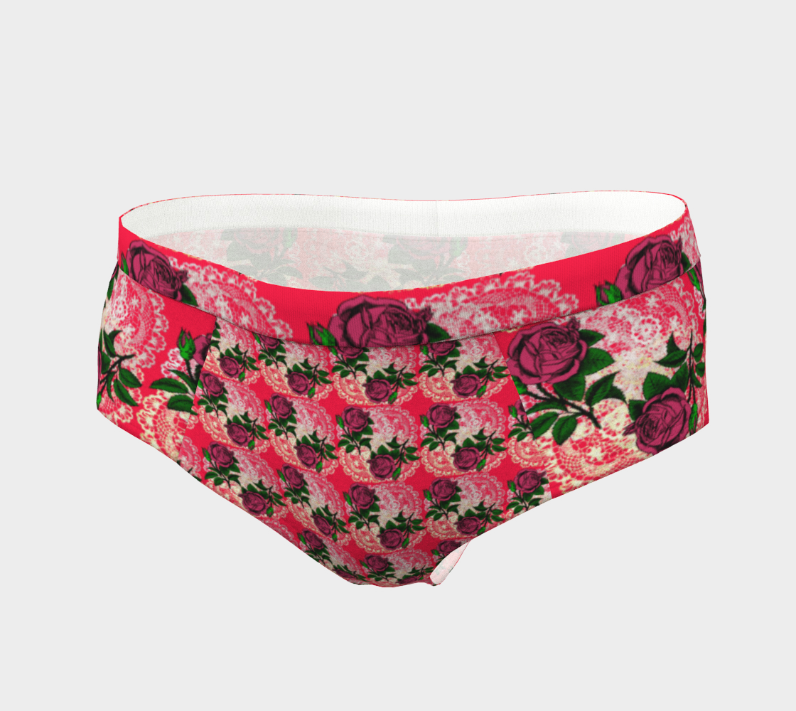 doily rose pattern watermelon pink cheeky briefs