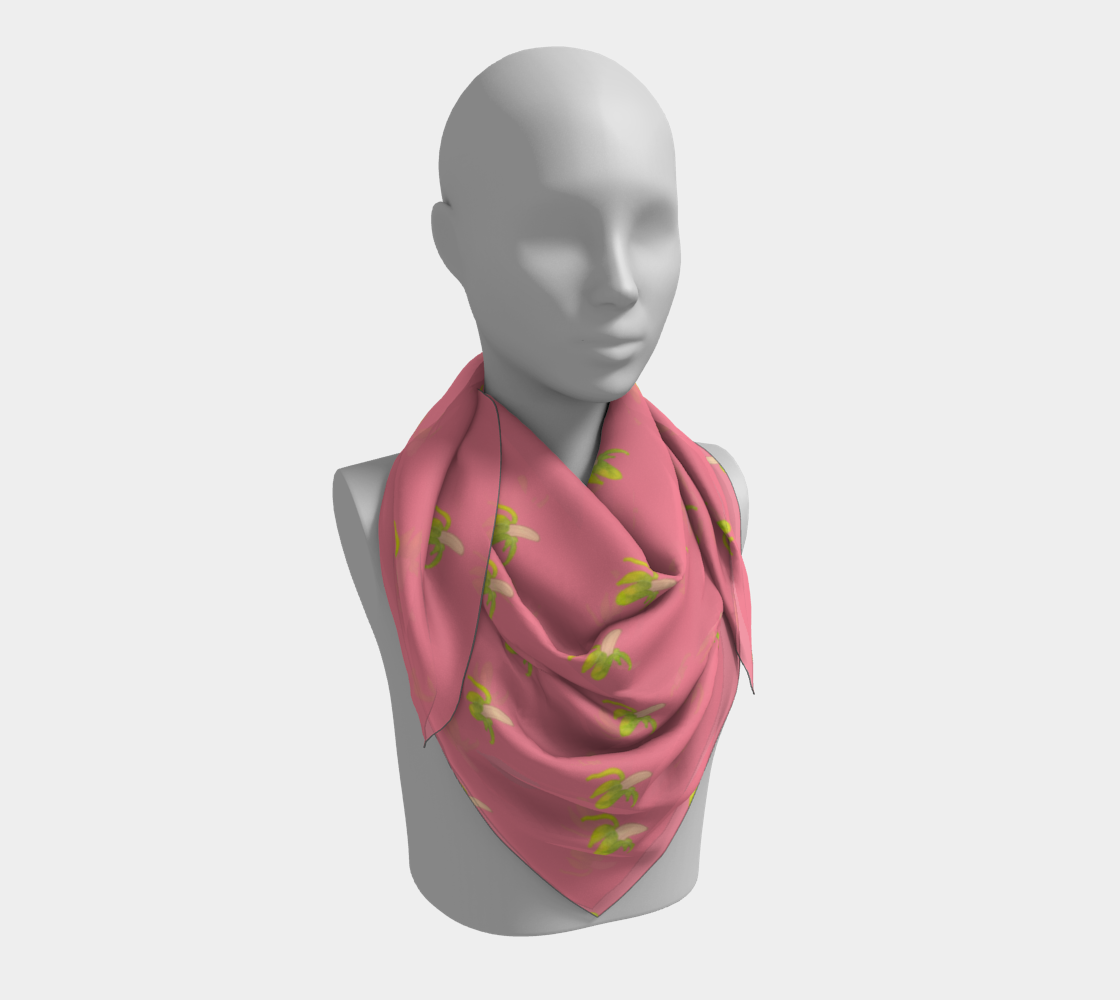 peeled banana on pink scarf