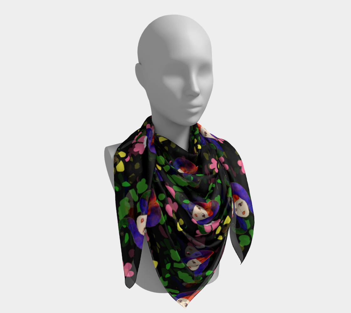 60s girl floral daisy black scarf