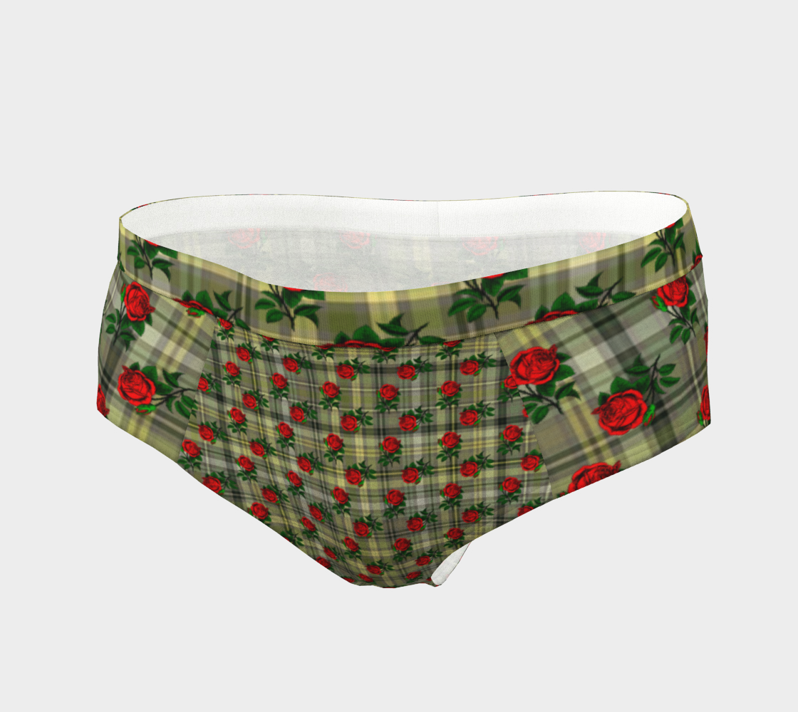 roses yellow plaid cheeky briefs