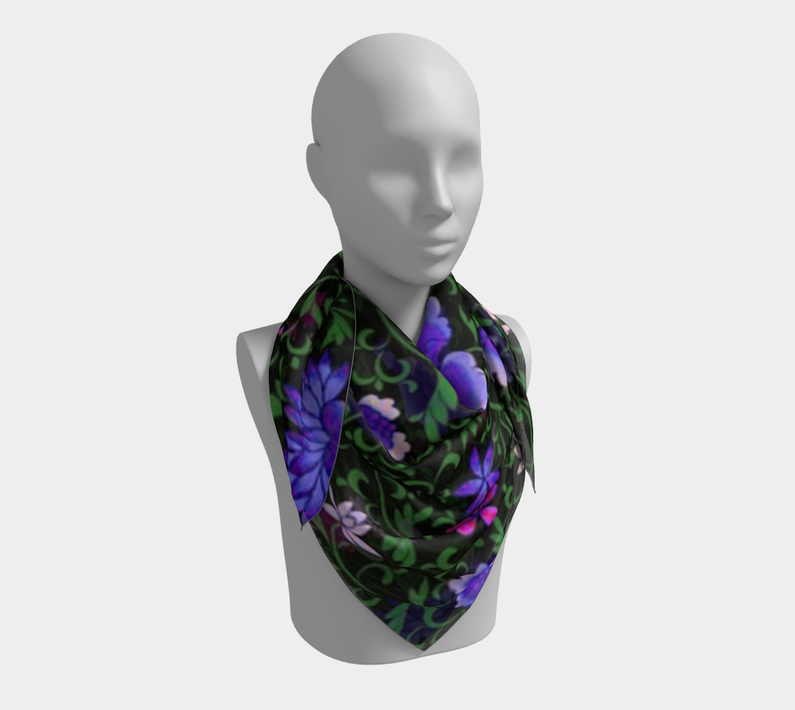 blue  japan floral scarf