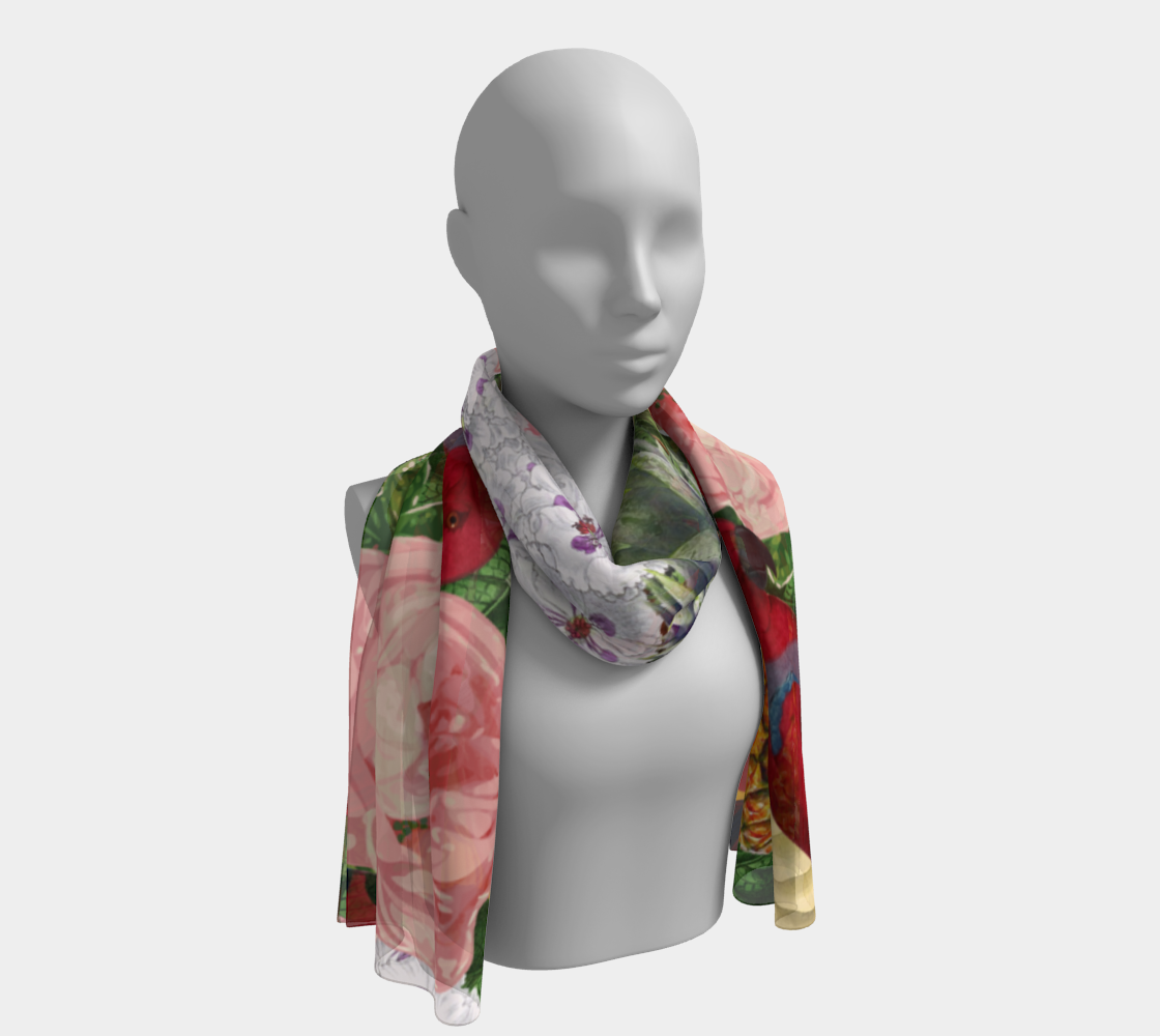 tropical bird floral scarf