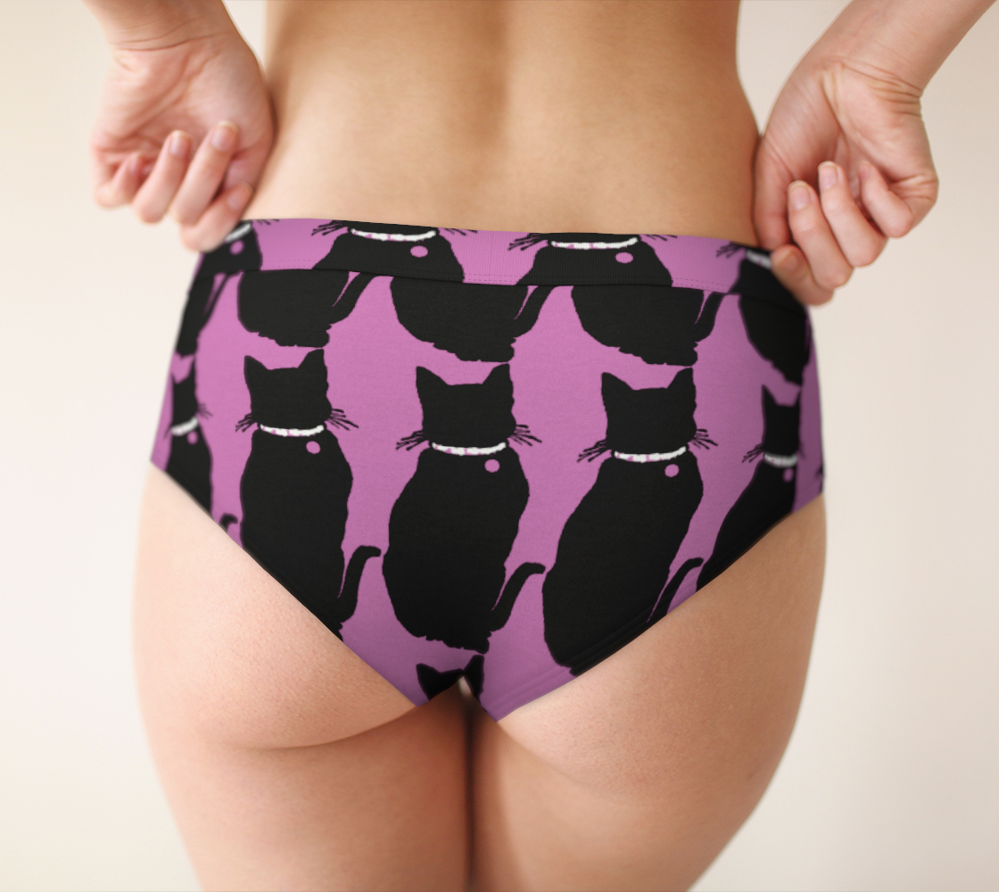 cat silouette pattern pink cheeky briefs