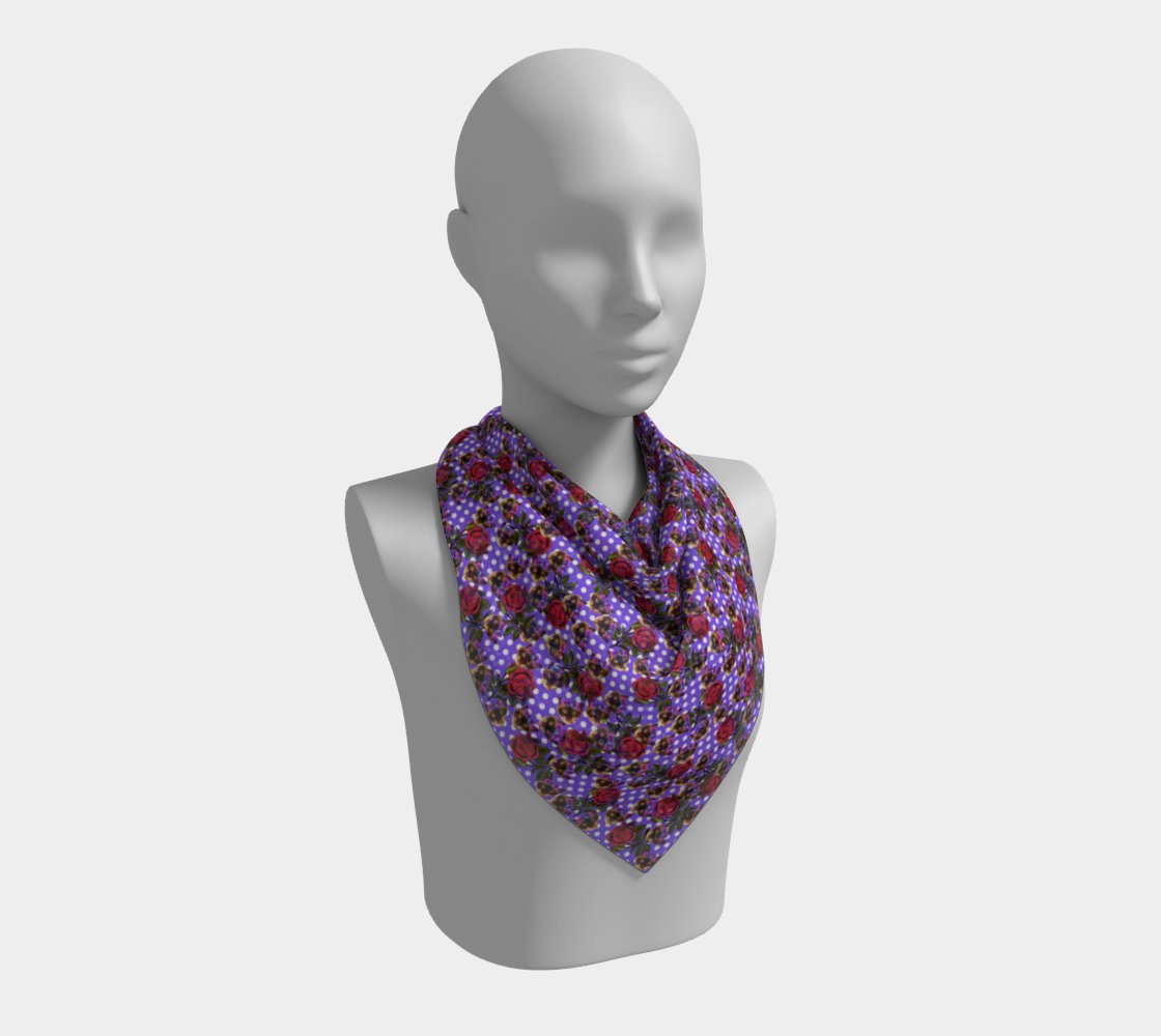 lazy cat floral pattern lilac polka scarf