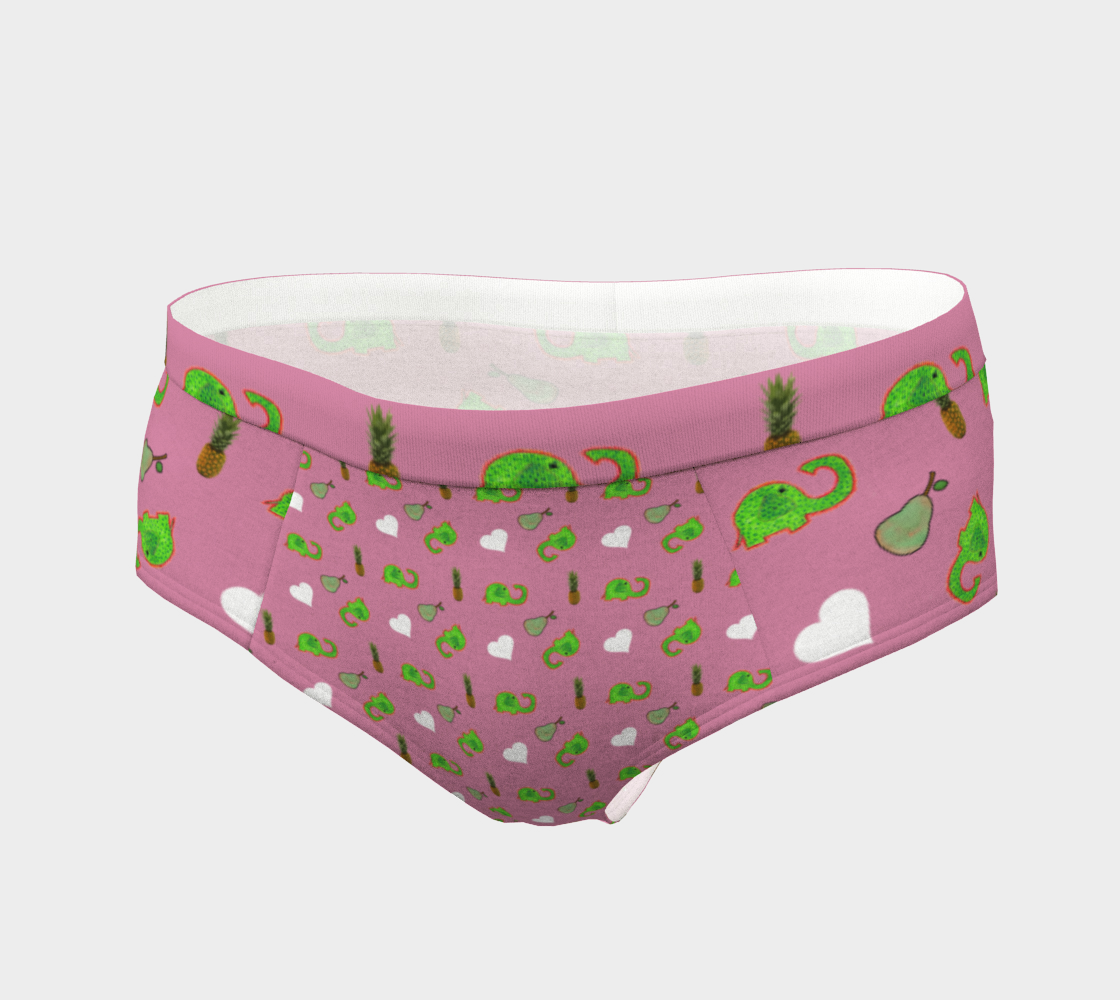 green elephant pattern mauve cheeky briefs