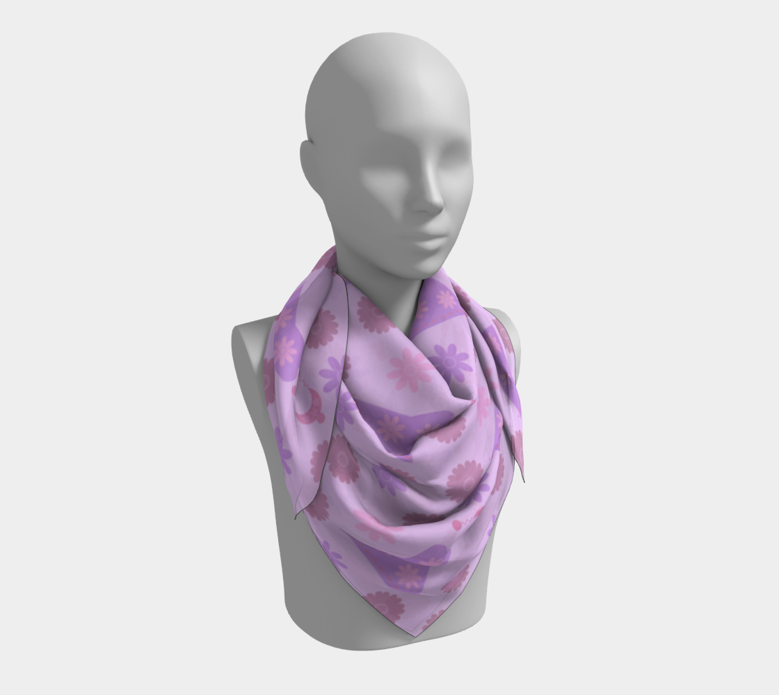 violet pink flower dress scarf