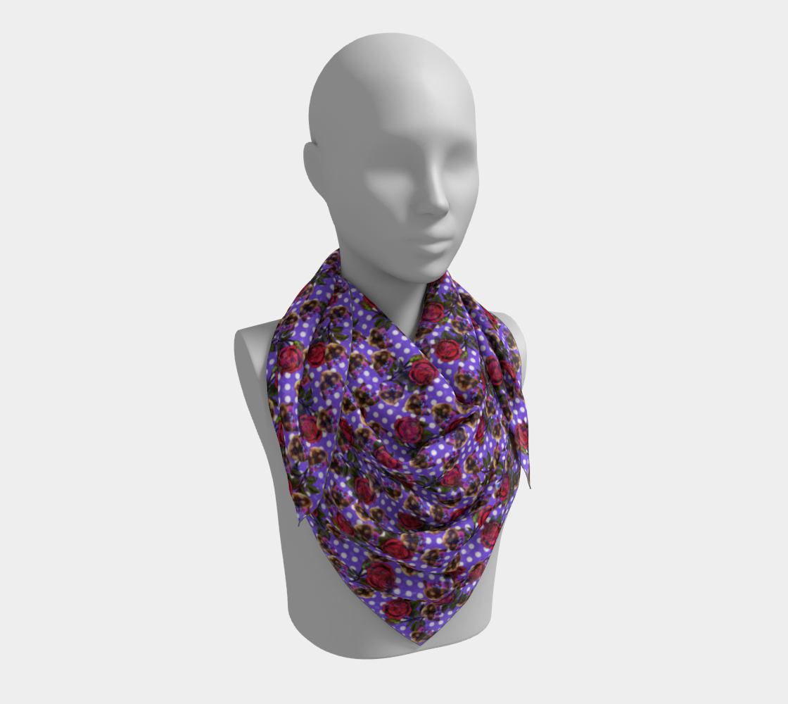 lazy cat floral pattern lilac polka scarf