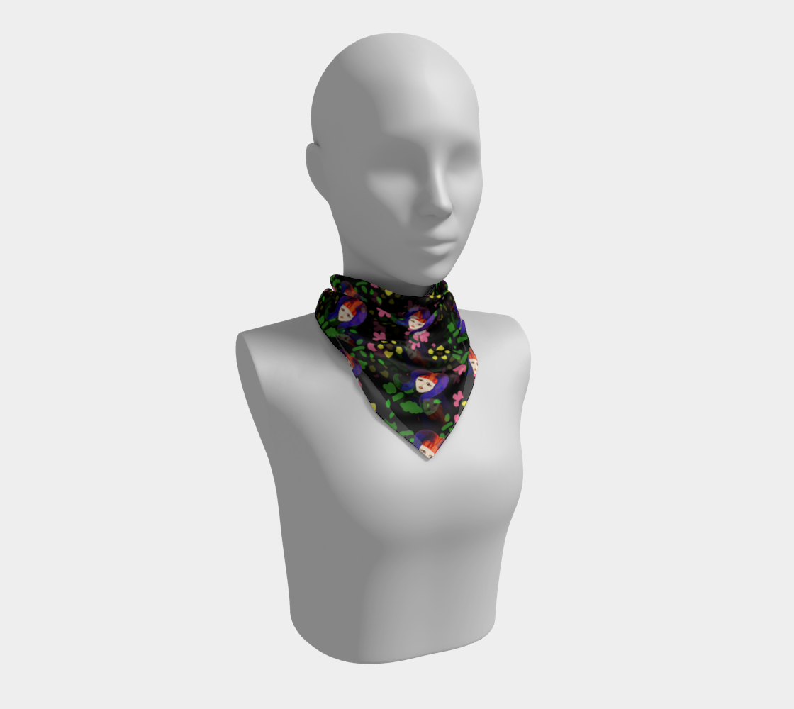 60s girl floral daisy black scarf