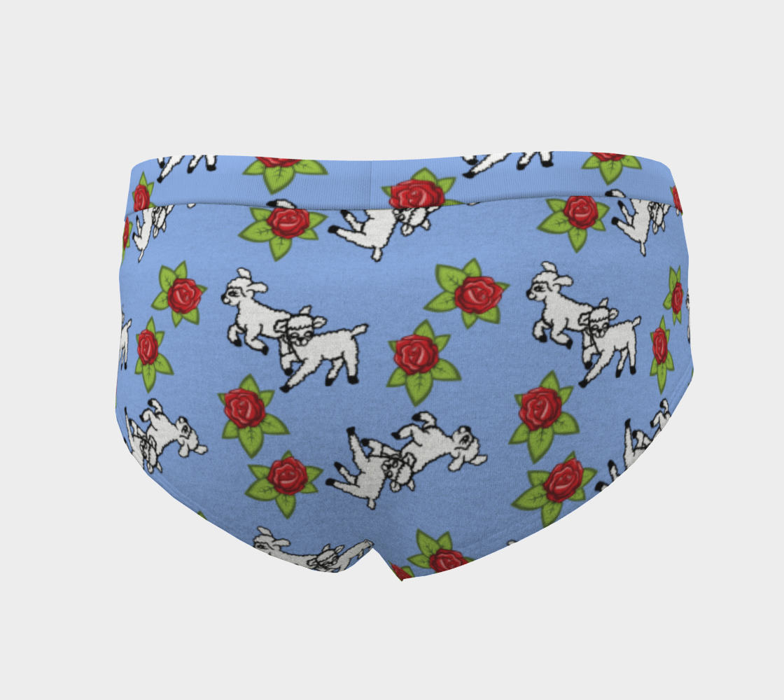 lamb pattern blue cheeky briefs