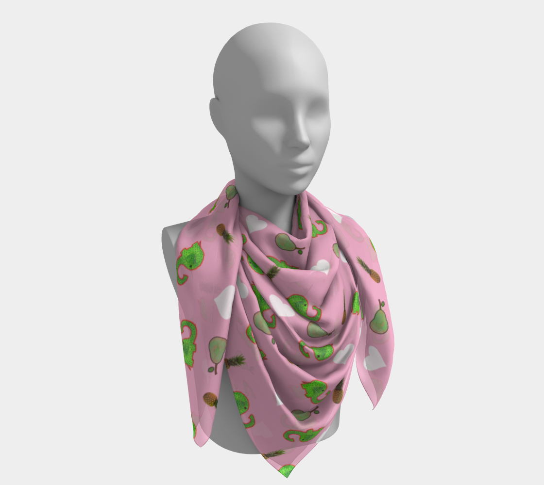 green elephant pattern pink scarf