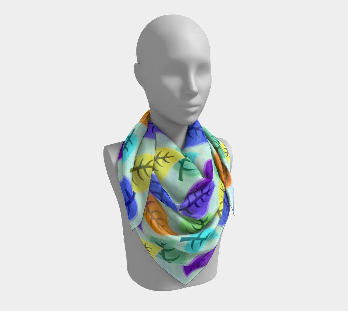 colorful leaves blue scarf