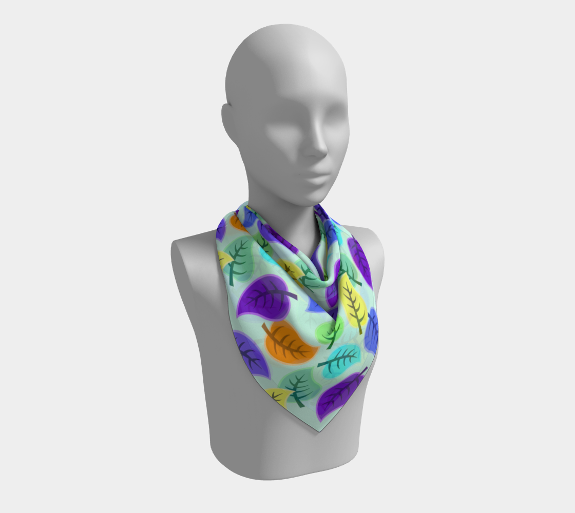 colorful leaves blue scarf