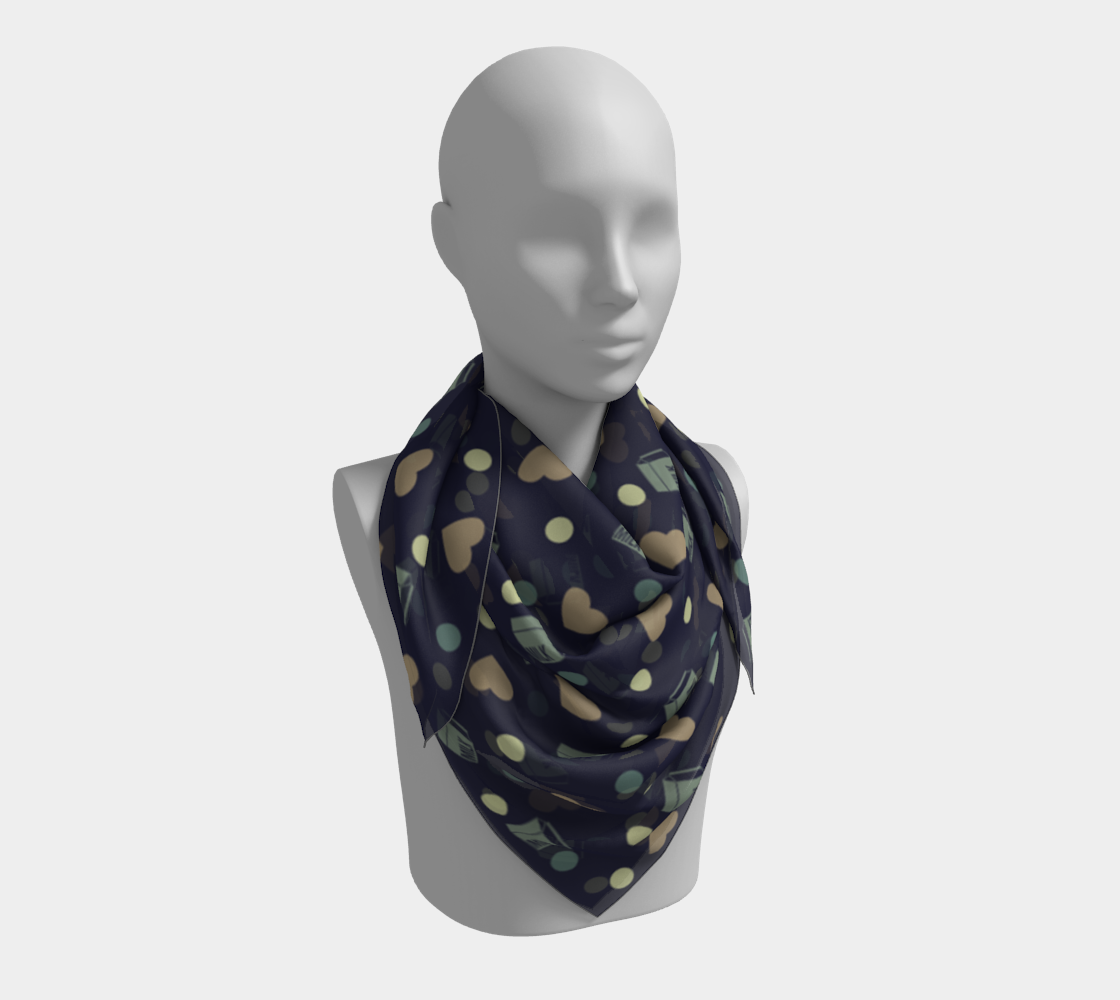 blue milk hearts scarf