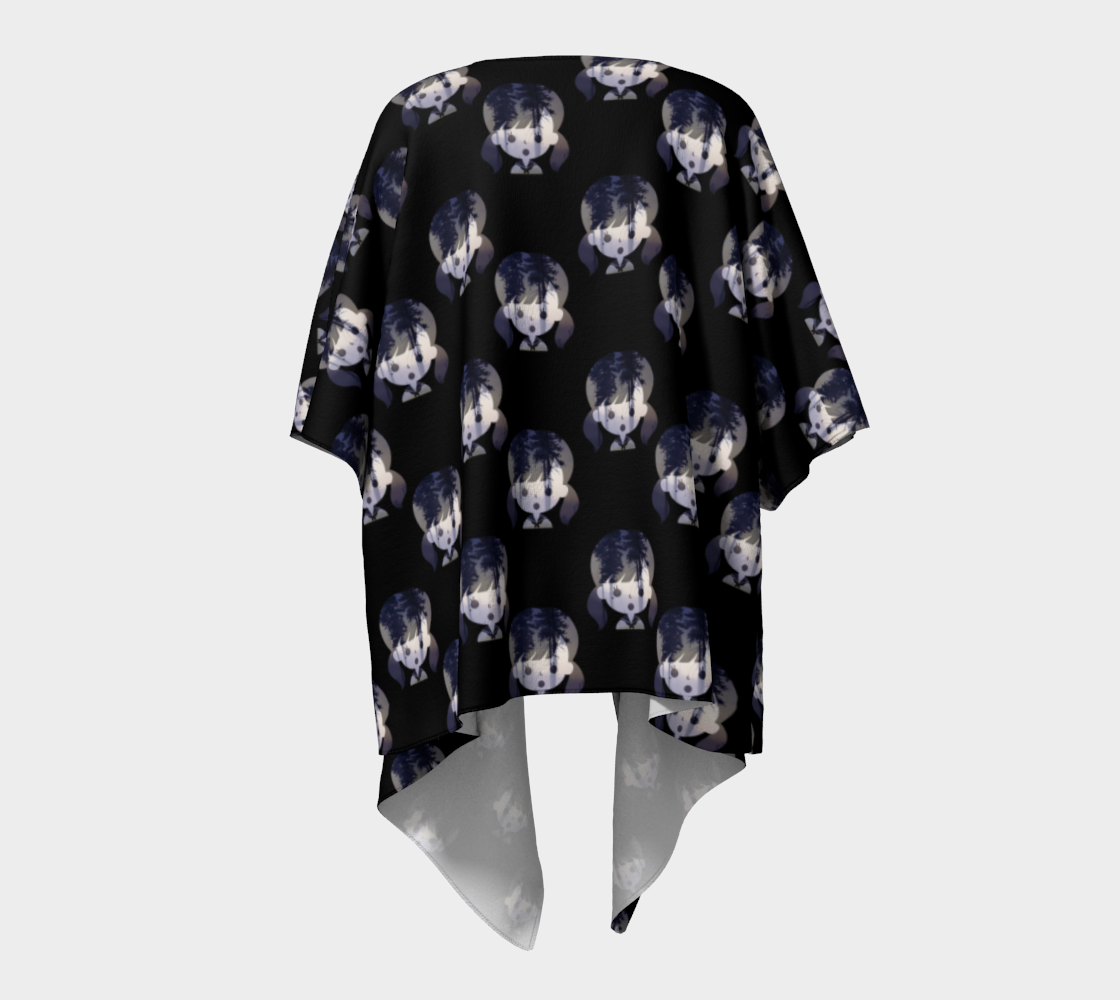 forest girl gradient black Draped Kimono