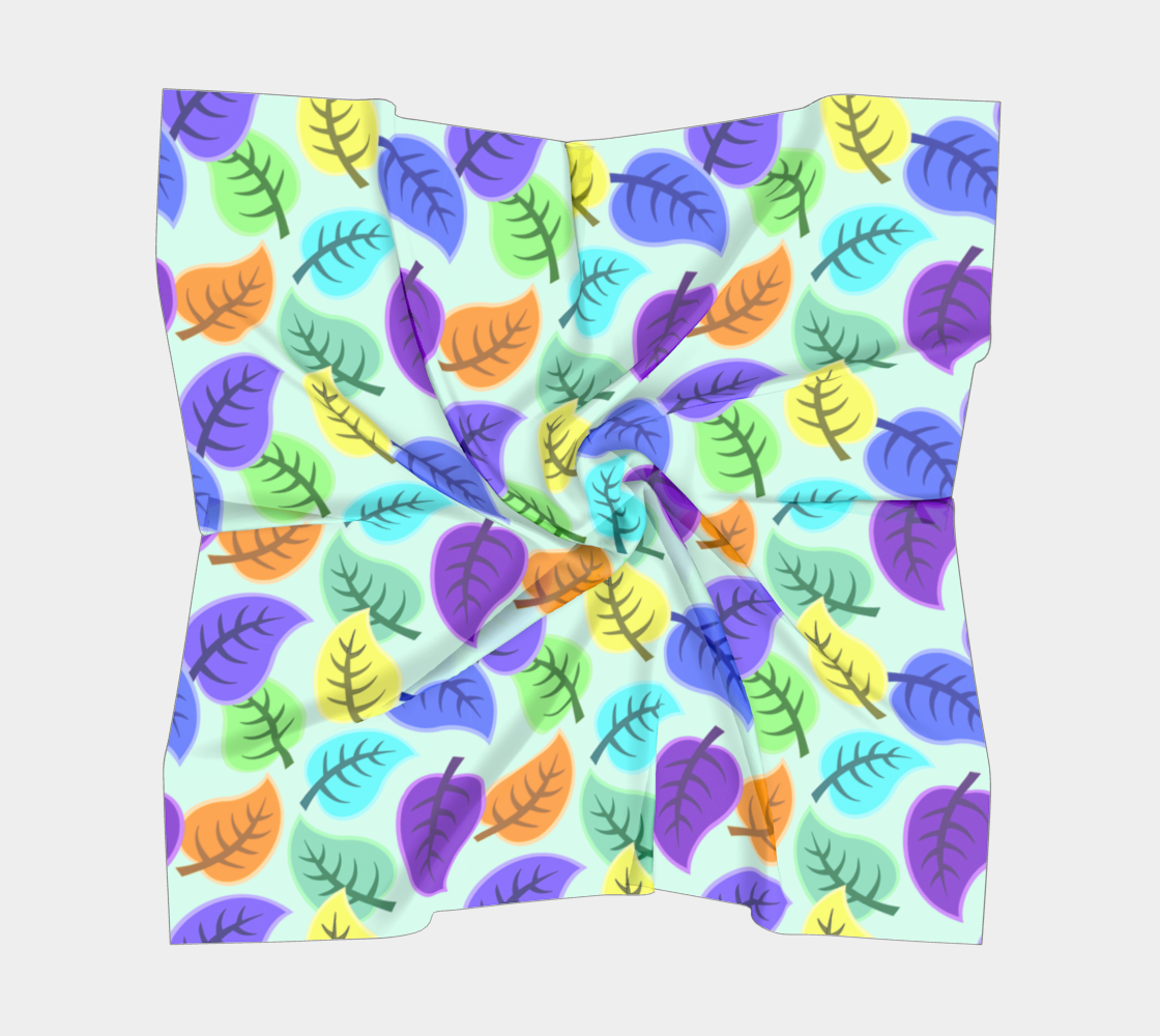 colorful leaves blue scarf