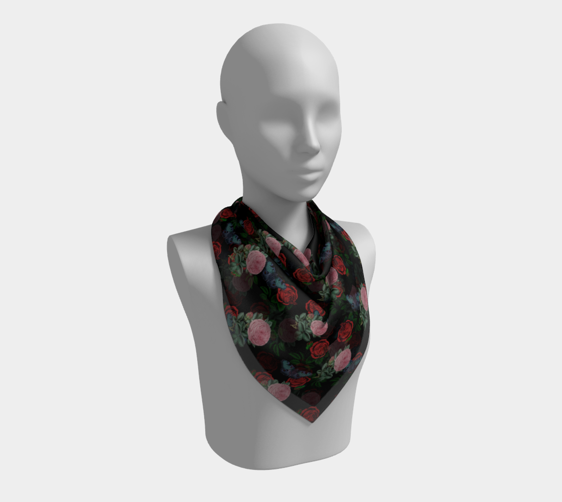 dark floral butterfly black scarf