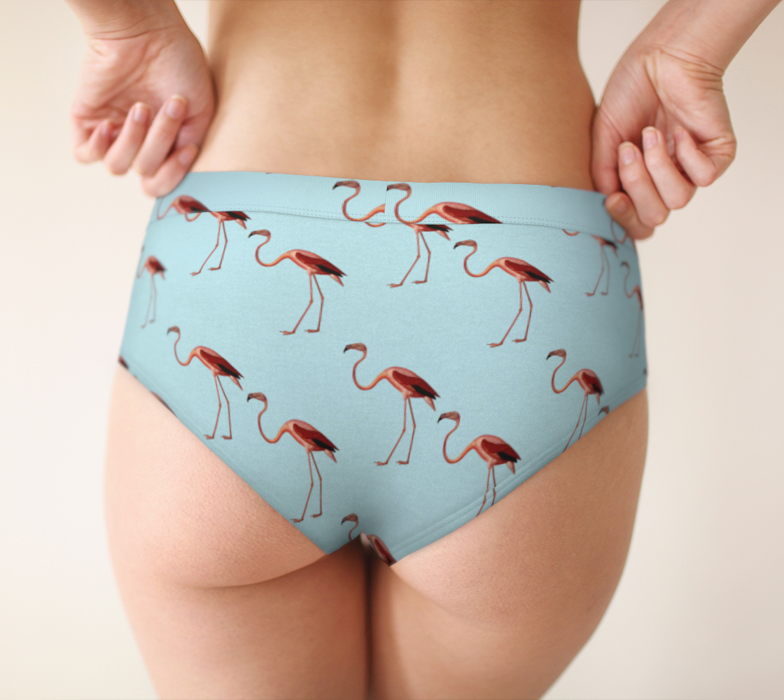 flamingo pattern blue cheeky briefs