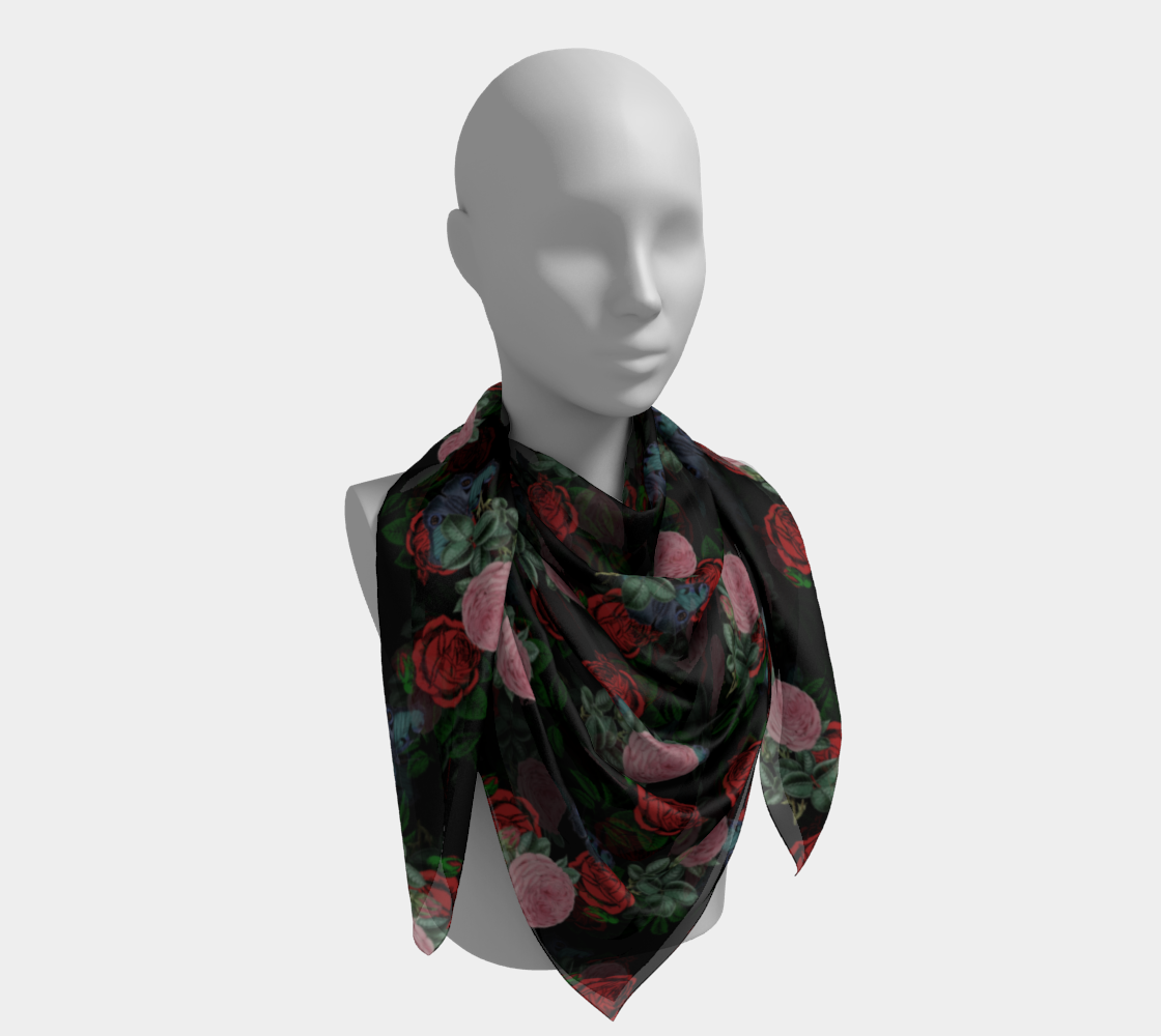 dark floral butterfly black scarf