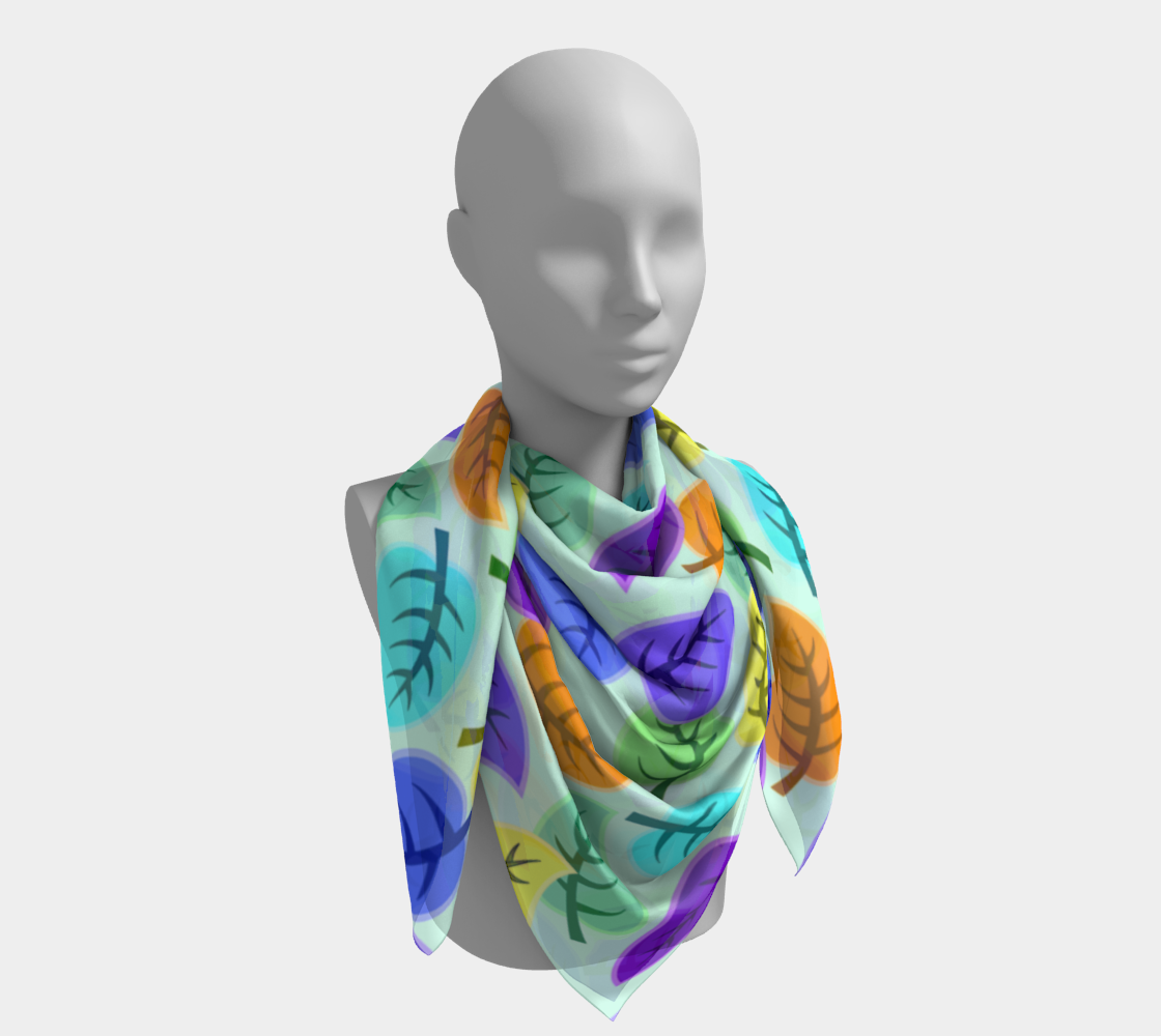 colorful leaves blue scarf