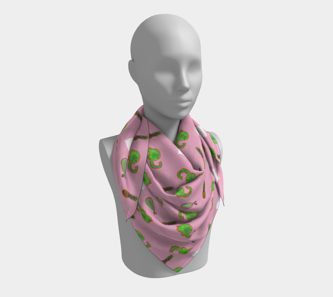 green elephant pattern pink scarf