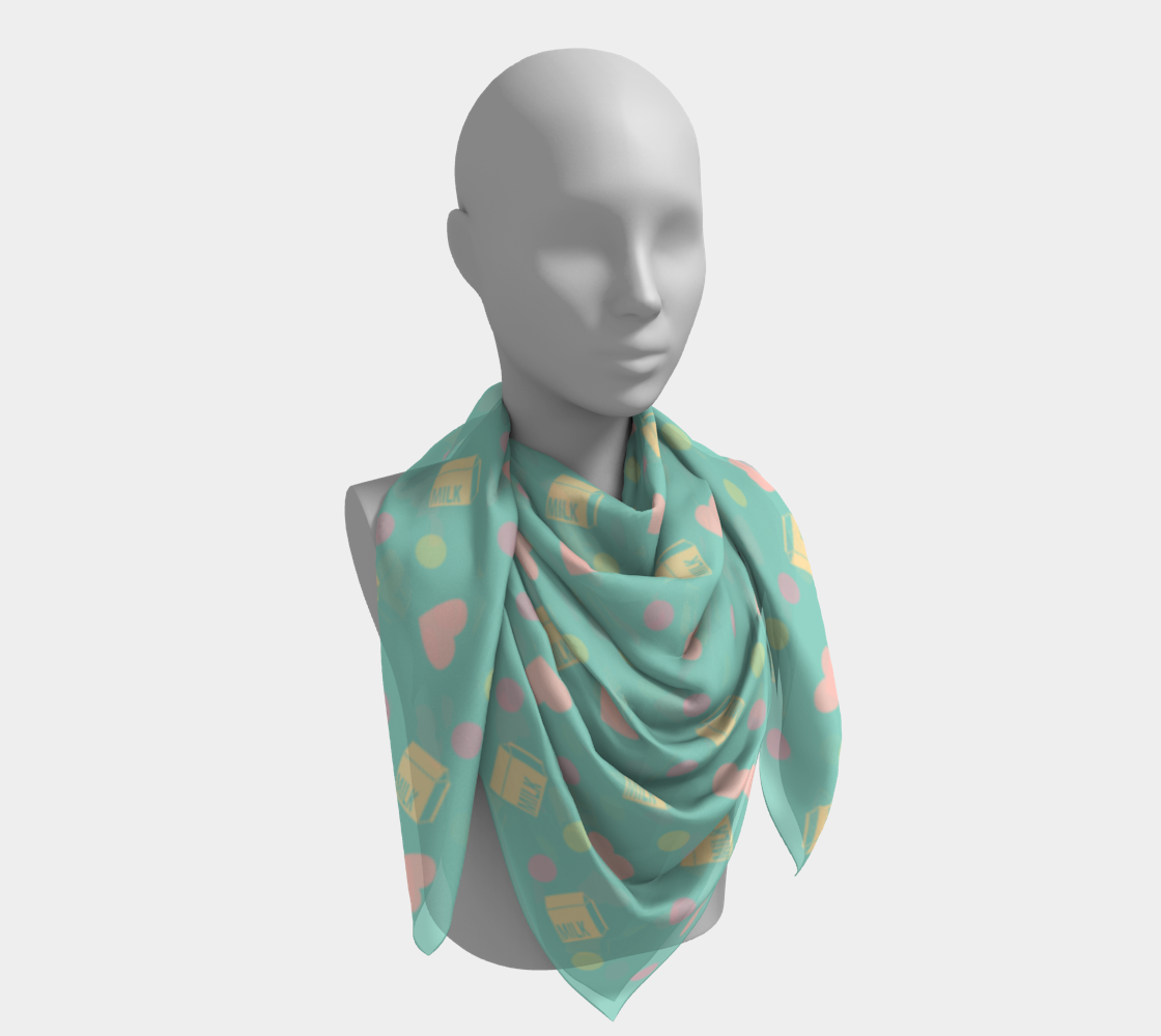 teal milk hearts scarf