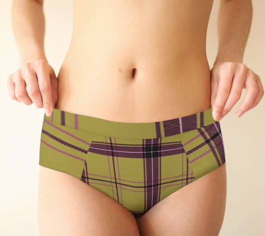 beige purple plaid cheeky briefs