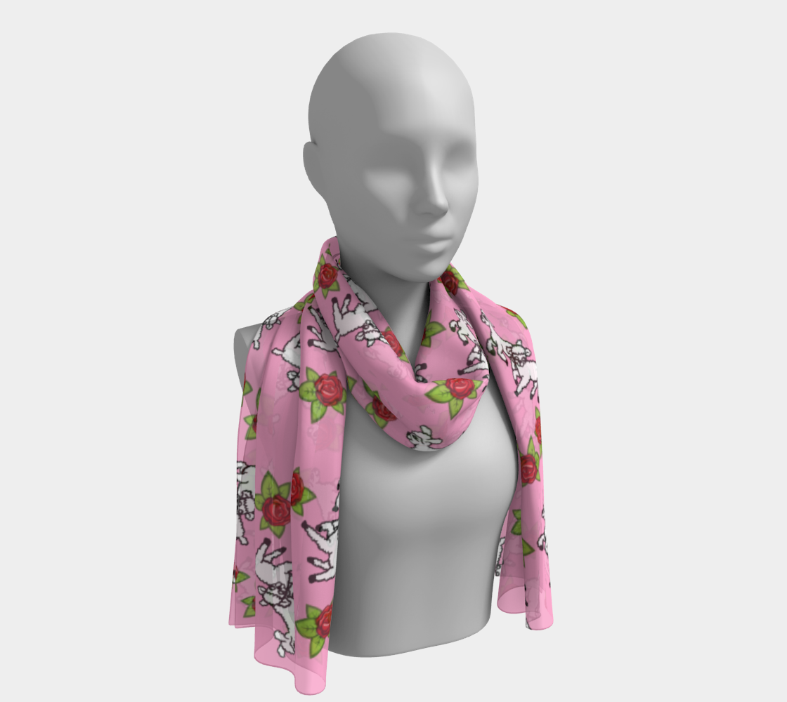 lamb pattern pink scarf