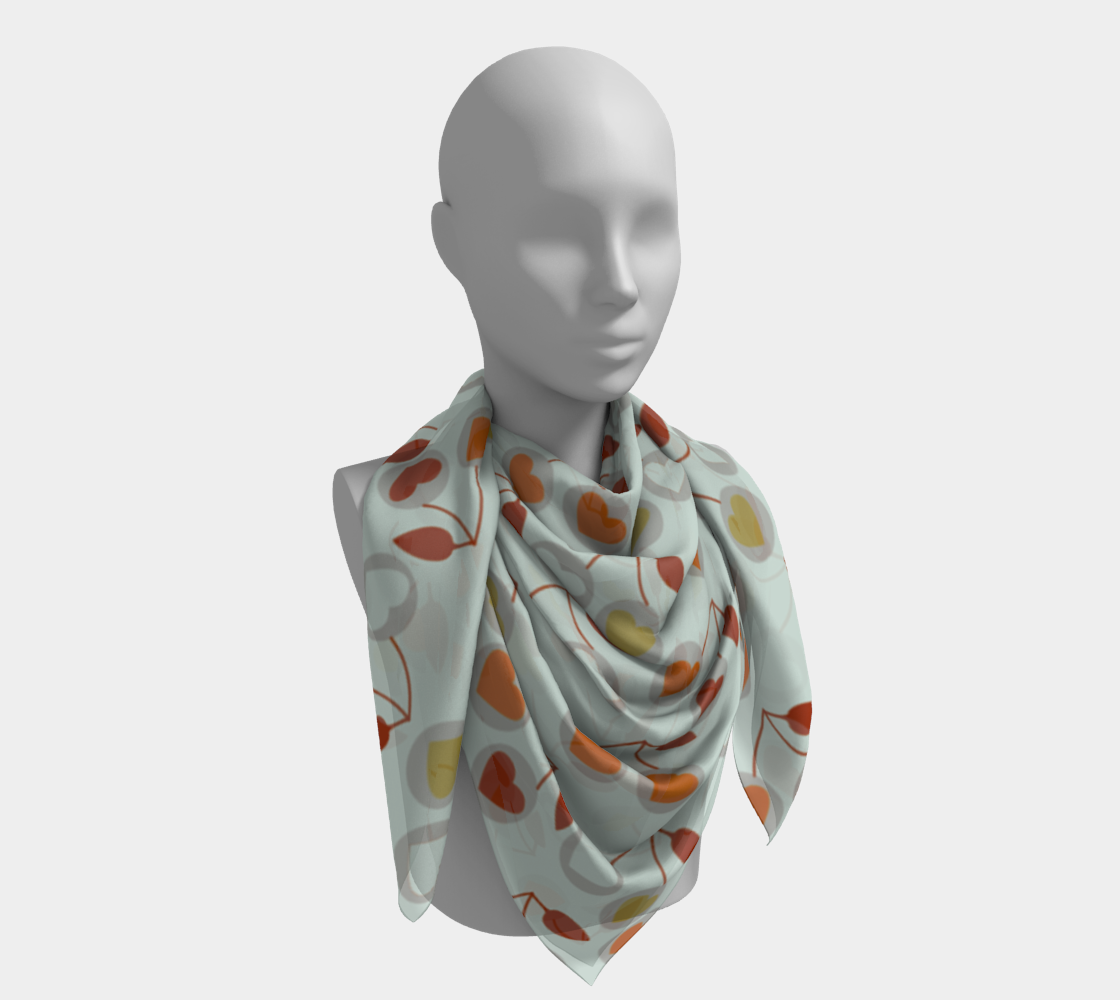 heart cherries grey scarf