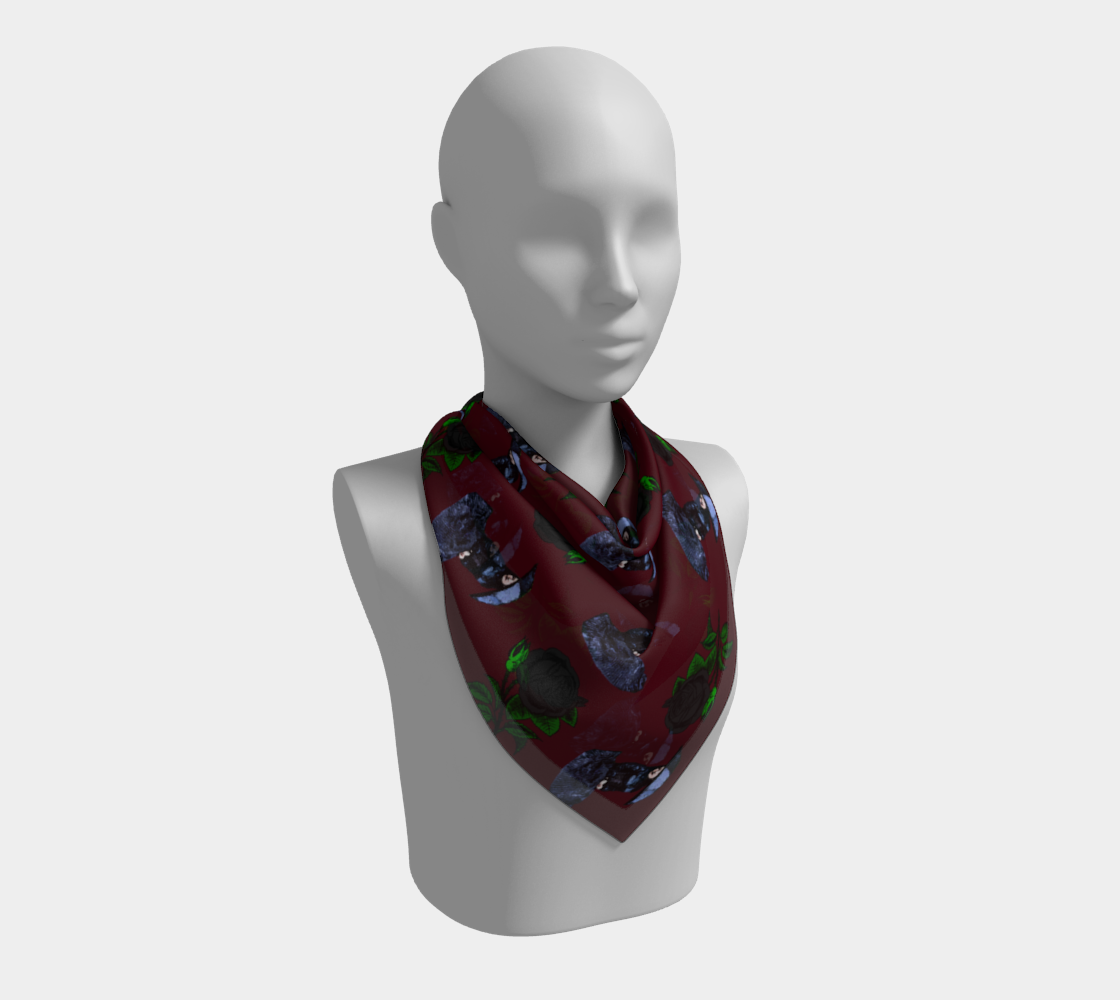 gothic girl rose red pattern scarf