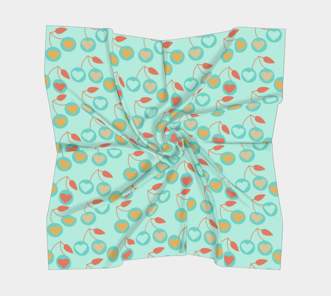 light teal heart cherries scarf