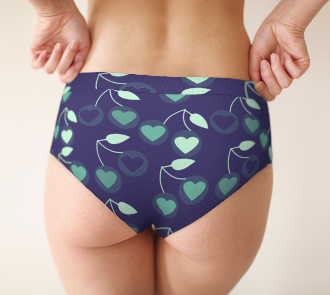 heart cherries blue cheeky briefs