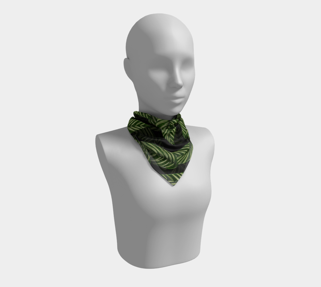 tropical leaves on black scarf