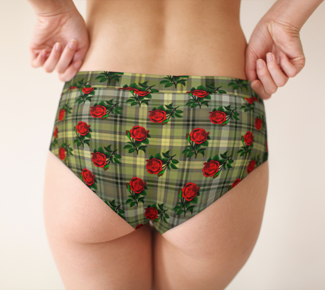 roses yellow plaid cheeky briefs