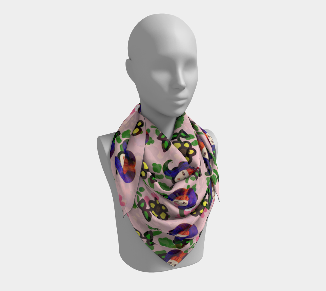 60s girl pink floral daisy scarf