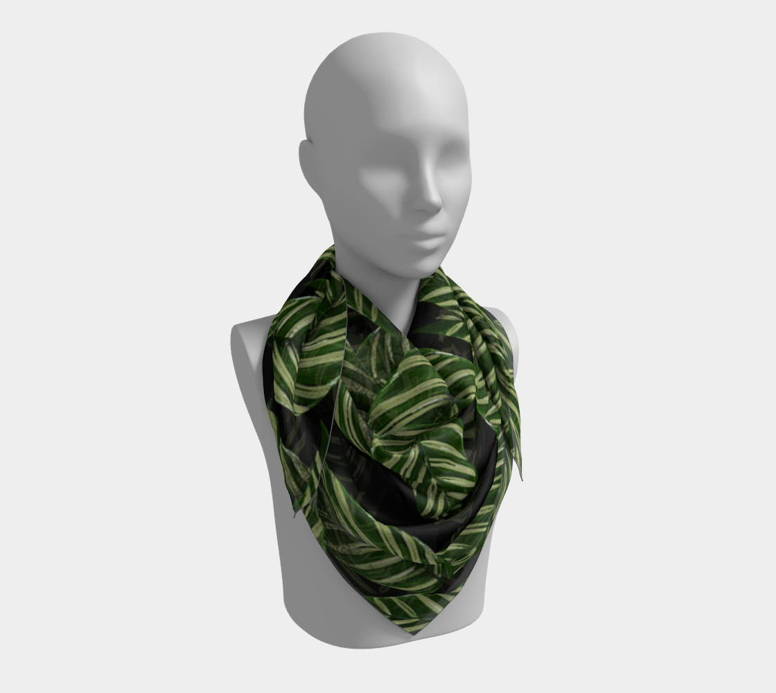 tropical leaves on black scarf