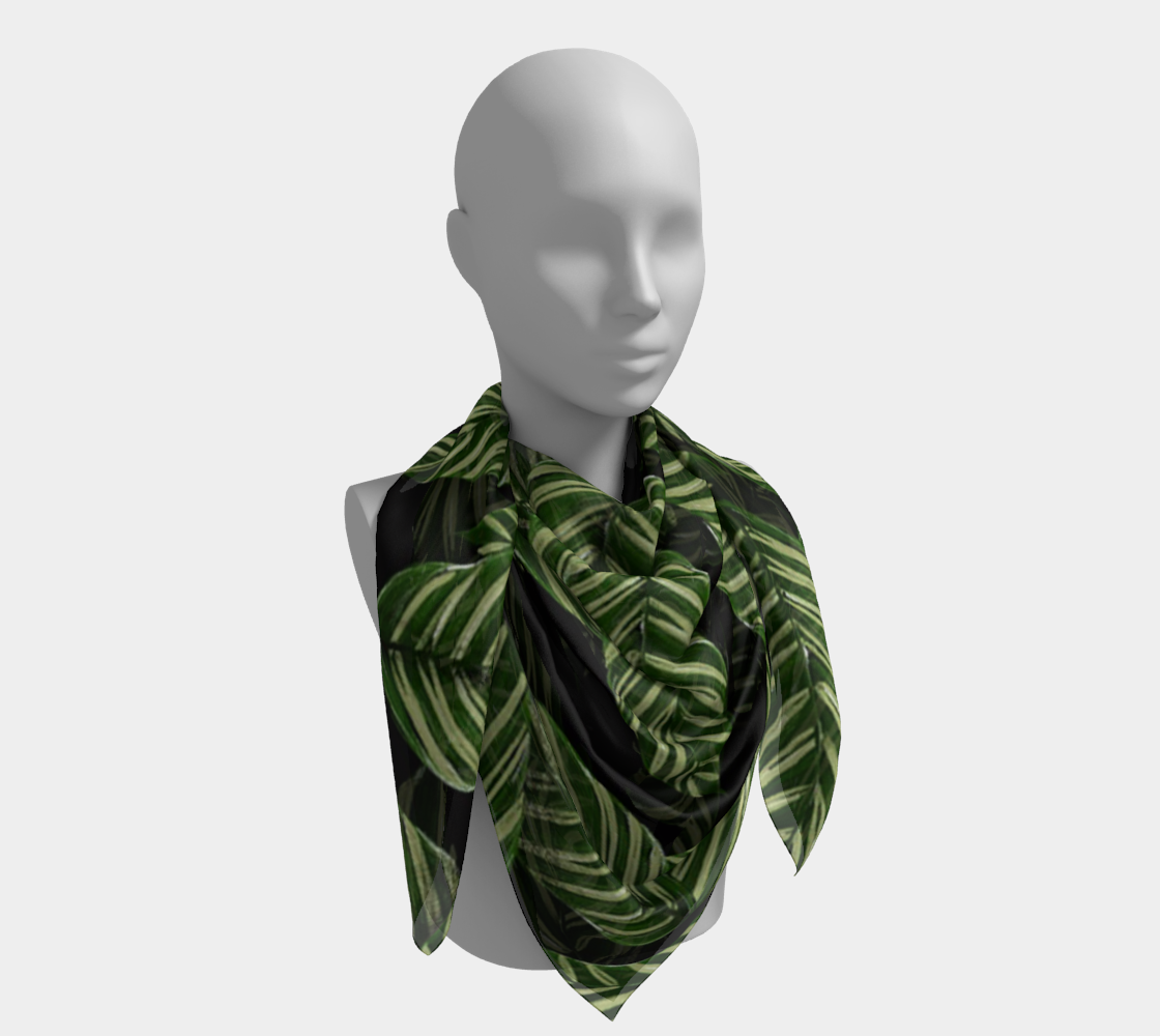 tropical leaves on black scarf