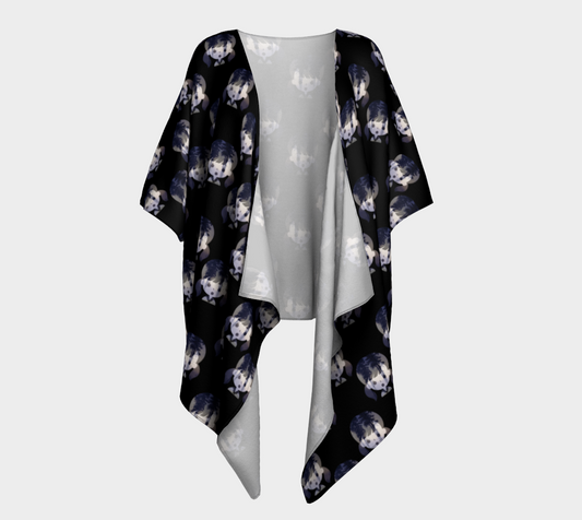 forest girl gradient black Draped Kimono